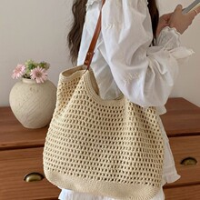 大容量包包女单肩包海边度假沙滩包编织草编通勤托特包