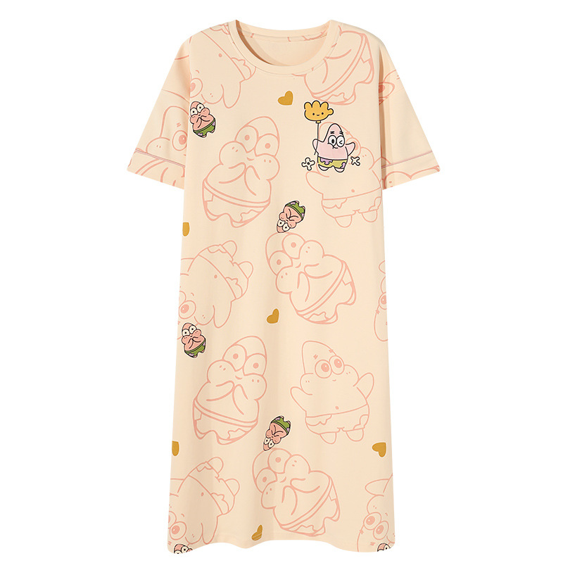 Pijama de mujer con cojín de pecho de verano pijama de manga corta suelta ropa casera de caricatura para mujeres más grande se puede usar fuera