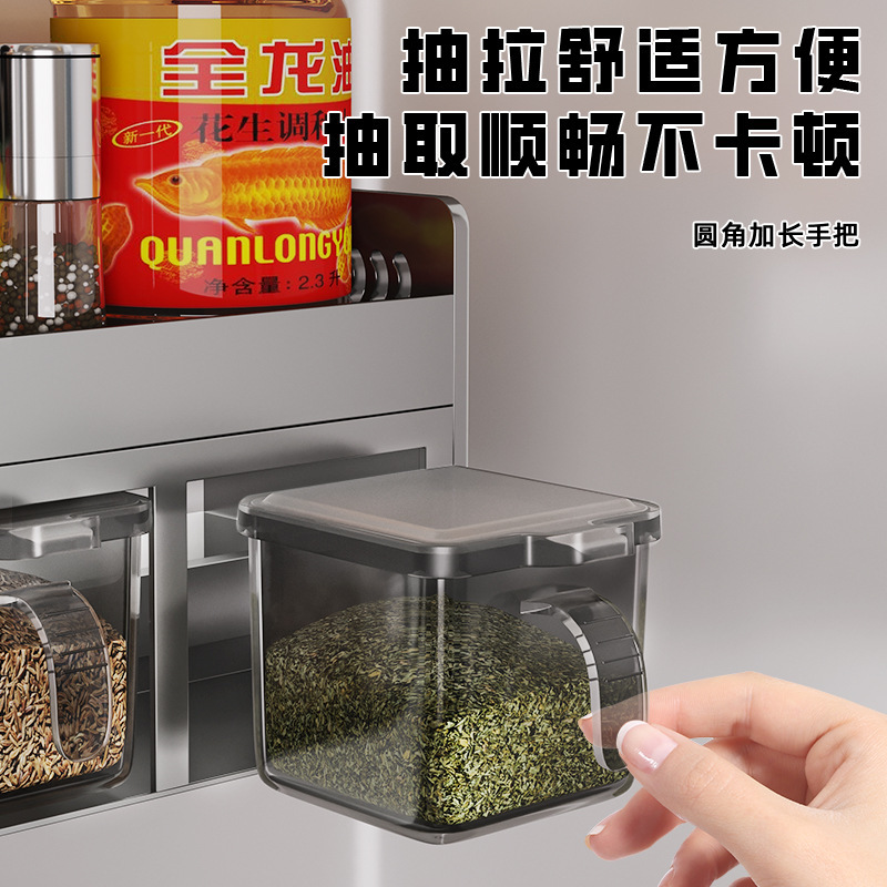 穴なしステンレスキッチン調味料ラックセット調味料ボトル収納キッチン収納ケース缶|undefined