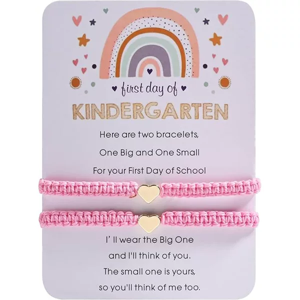 Hand-Woven Bracelets for the Beginning of School Season, Kindergarten Opening Adjustable Card Bracelets, Parent-Child Love Woven Bracelets