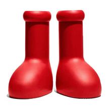 跨境欧美阿童木大头红靴同款韩版网红靴大红鞋潮人鞋子圆头橡胶靴