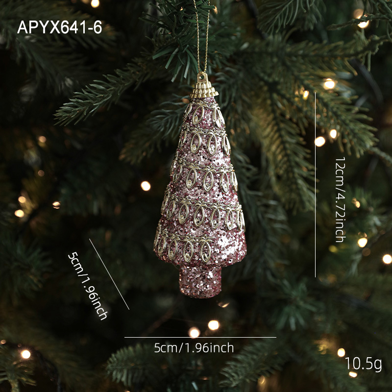 Nueva espuma rosa bola de Navidad colgante polvo brillante polvo adhesivo árbol de Navidad colgante bola decoración colgante disposición