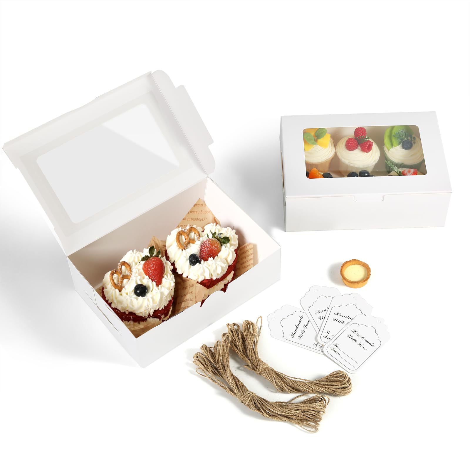 厂家外贸9*6.3*3英寸西点盒 亚马逊跨境蛋糕甜品包装开窗白卡牛卡