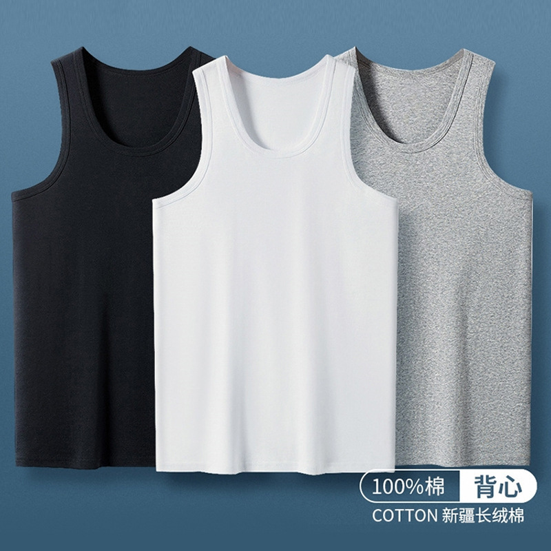 Men's Summer Sports Vest 100% Cotton Round Neck Sleeveless Men's Summer Sports Vest 100% Cotton Round Neck Sleeveless