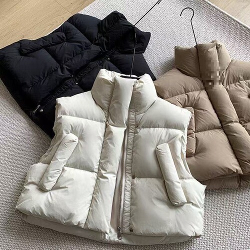 Short stand-neck Korean down cotton vest sleeveless new style 2025 winter exterior wear Western-style warmth and fashionable vest