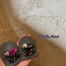 【实拍】出口韩国高品质~简约气质轻奢滴油撞色球球发夹百搭边夹