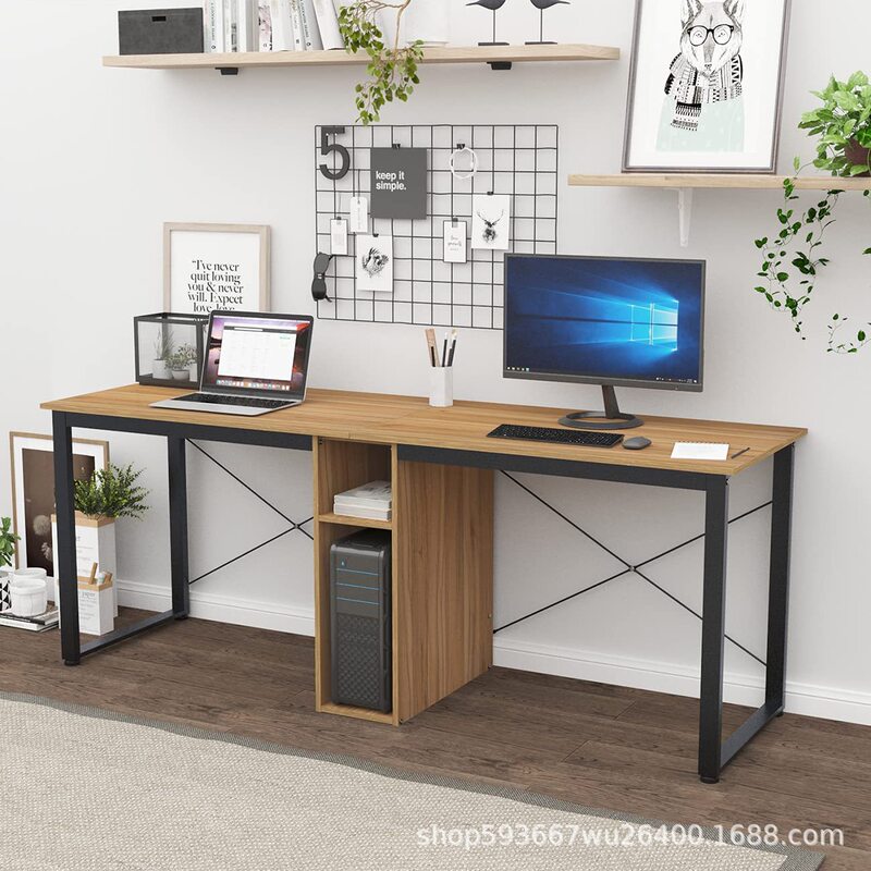 Modern Simple Double Computer Desk with Storage Function for Home Office Large Desk Writing Desk
