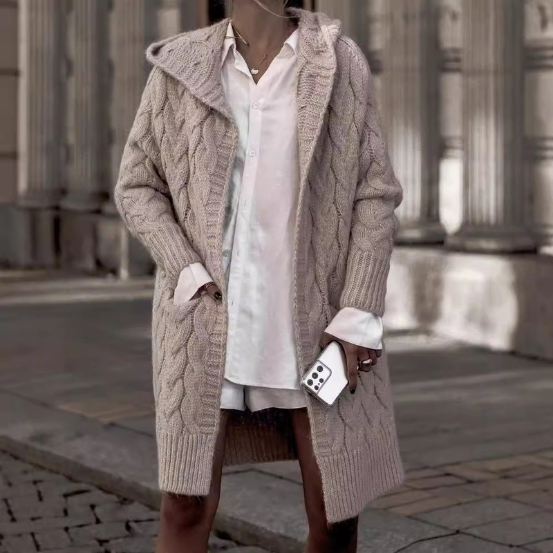 2024 Autumn/Winter Knitted Sweater for Women, Loose Mid-Length Cardigan Coat, Women's Hoodie, Cross-Border Trade, Supports Color Matching 2024 Autumn/Winter Knitted Sweater for Women, Loose Mid-Length Cardigan Coat, Women's Hoodie, Cross-Border Trade, Supports Color Matching