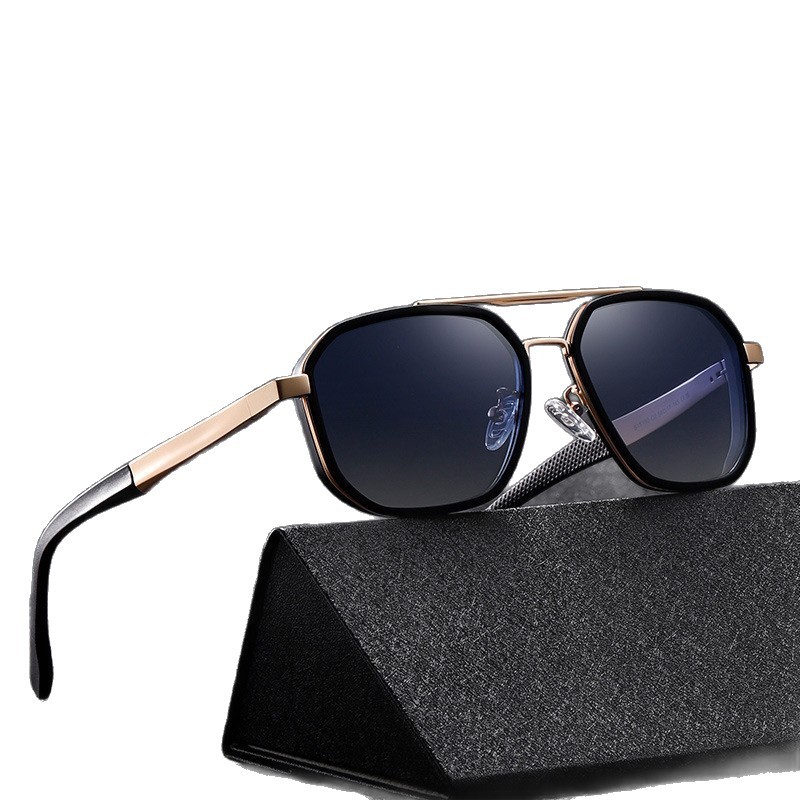 Nuevas gafas de sol polarizadas para hombre S15102 Gafas de sol de doble viga para hombre clásicas Gafas de sol para licencia de conducir