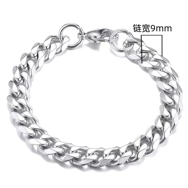 European and American titanium steel necklace 304 stainless steel six-sided grinding chain six-sided grinding bracelet sweater chain titanium steel Cuban necklace