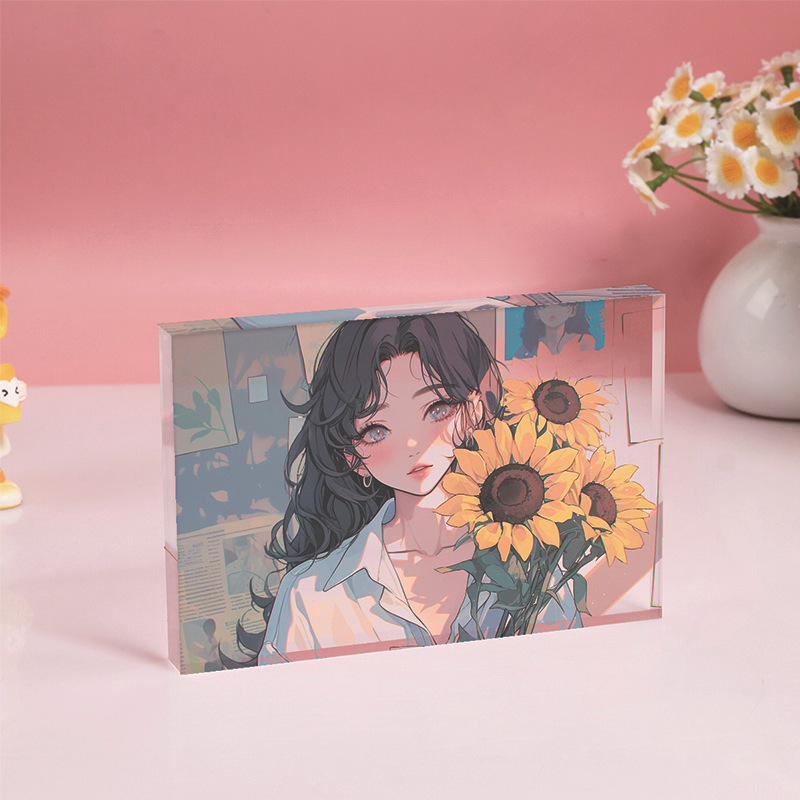亚克力超厚卡砖透明水晶双面展示立牌动漫明星周边生日卡砖批发