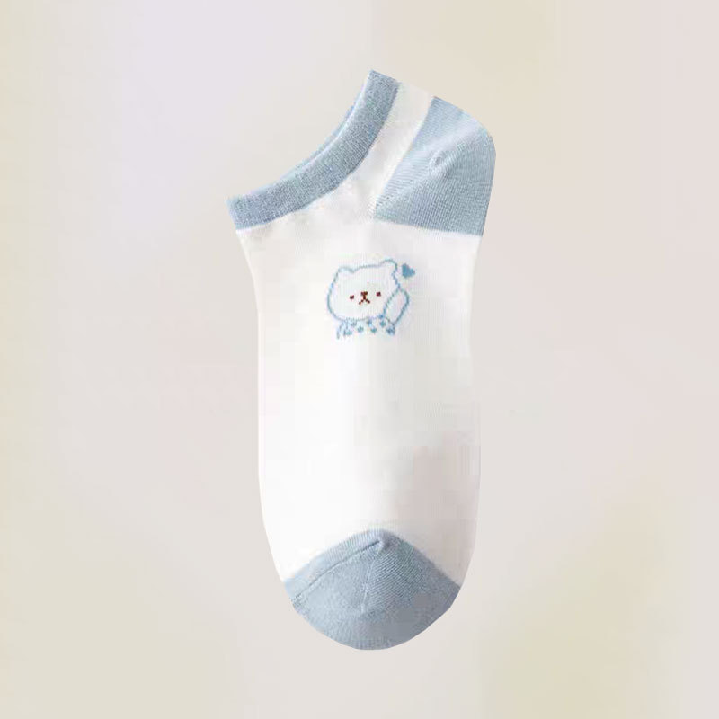 Oso media pantorrilla calcetines para niñas ins moda japonés lindo primavera y verano calcetines de algodón medias Corea del Sur verano Delgado calcetines blancos