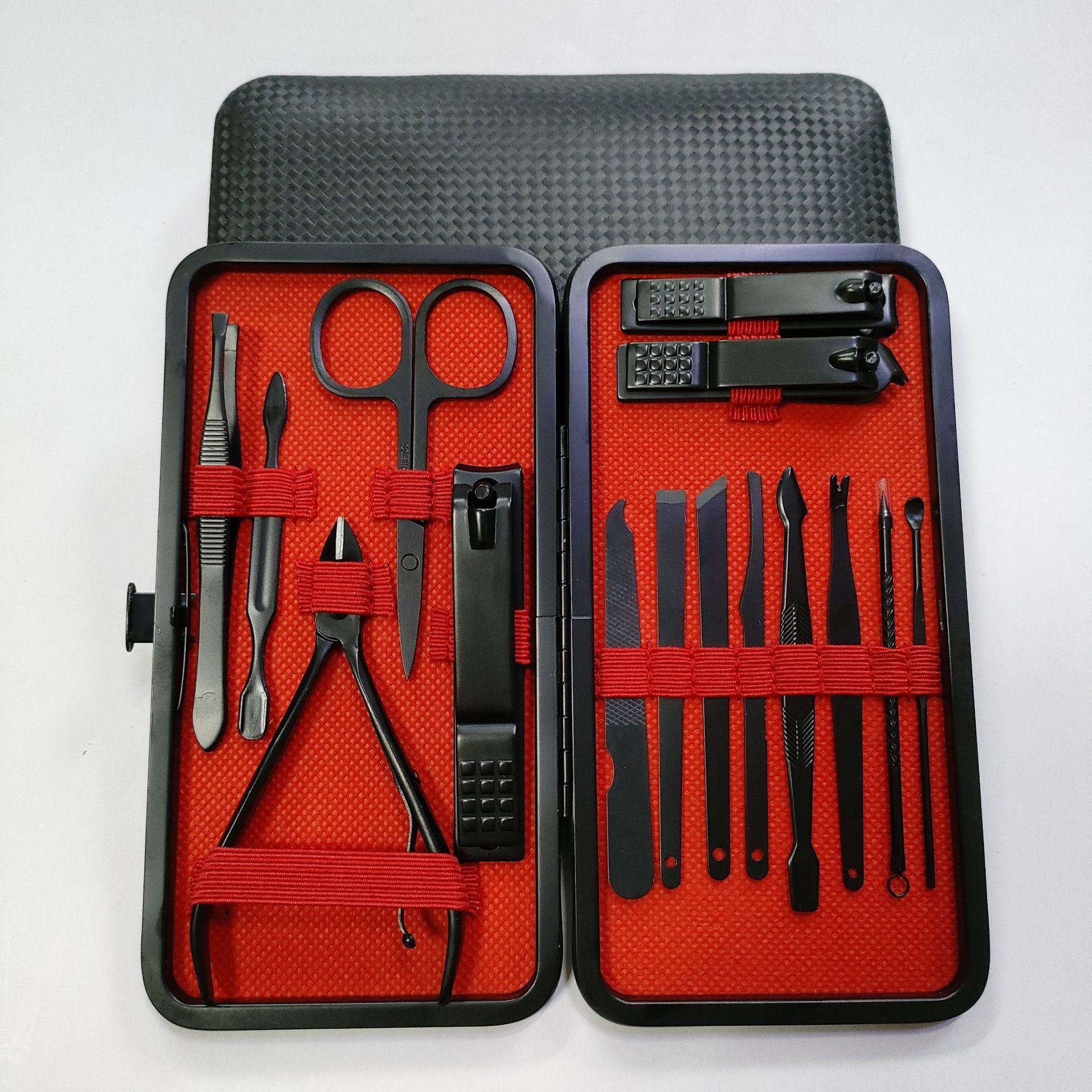 Nailcutter set pinzas de garganta 24 piezas set bolsas de cuero tijeras de uñas caseras pedicura herramientas de manicuras muertas empujadas image 12