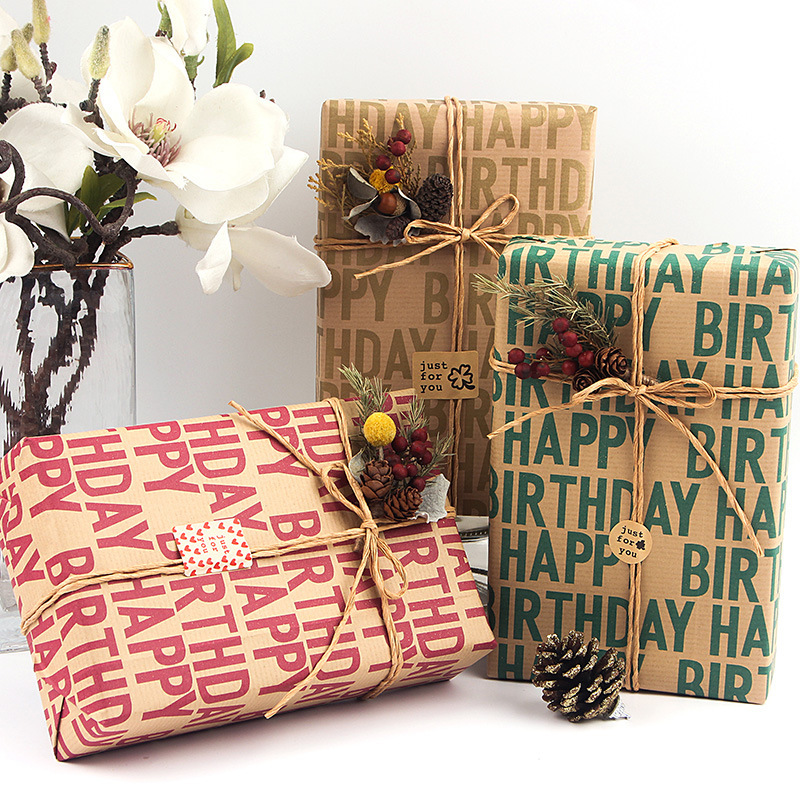 Papel de Regalo, Papel Kraft, Día de San Valentín, Regalo de Cumpleaños, Caja de Regalo de Alta Gama, Tamaño Extra Grande, Venta Caliente Transfronteriza