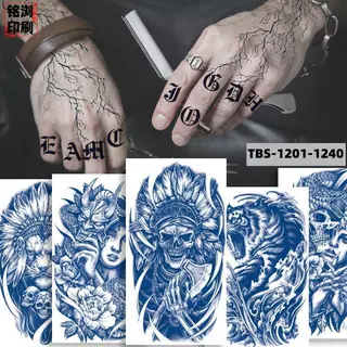 新款草本纹身贴纸半永久仿刺青防水汗不反光花臂临时纹身贴tattoo