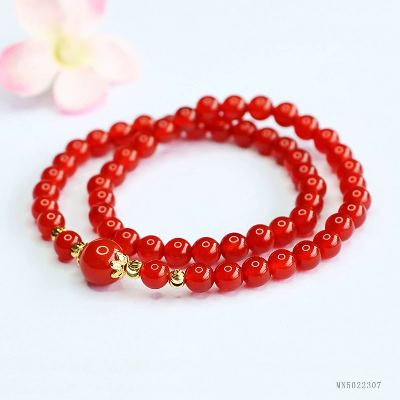 Yiyu натуральный красный агат с двойным кругом ручные голуби кроваво-красный халцедон браслет в стиле ретро в прямом эфире оптом MN5022307