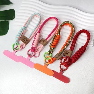 British Style Coloring Braided Mobile Phone Lanyard Short Portable Trendy INS Mobile Phone Case Wrist Rope Doll Bag Pendant