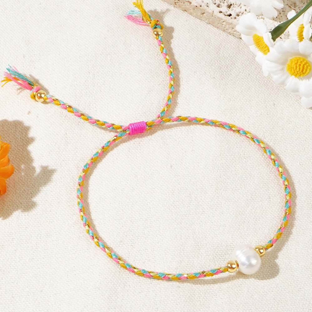 Geometric Casual Bohemian Imitation Pearl Rope Copper Bracelets Wholesale display picture 4