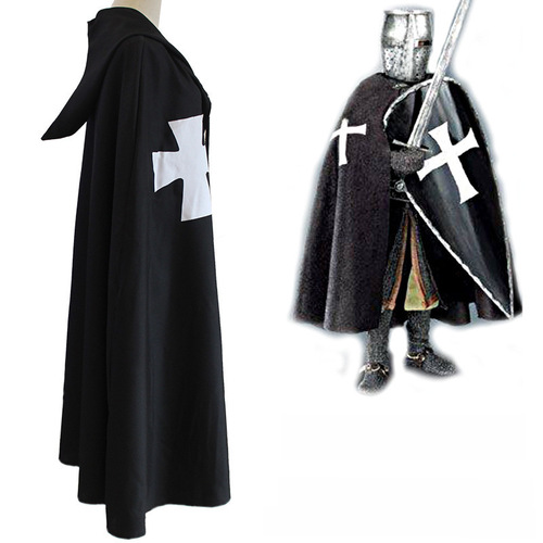 Medieval Warrior Role-Playing Cloak Templar Knight Cape Robe Roman Empire Cosplay Costume
