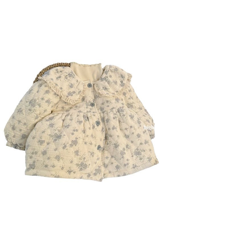 [Nuevo producto de invierno] Estrella de niños redonda pequeña flor triturada francesa mujer tesoro cuello de muñeca de encaje dulce engrosado abrigo de algodón