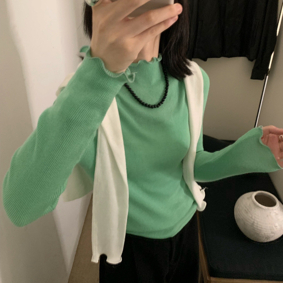 In Stock/2025 Autumn and Winter Korean Half-High Collar Slim Fit Fine Wool Base Knit Sweater Inner Wear