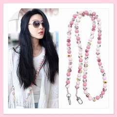 Japanese and Korean Style Xiaohongshu INS Ceramic Color Beads Acrylic Beads Fashion Anti-Lost Handheld Crossbody Pendant Phone Chain