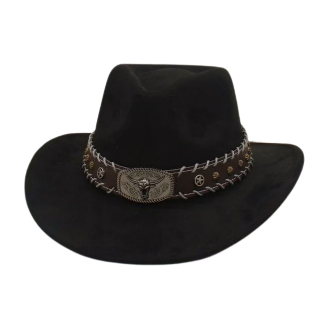 New Cool Ethnic Style Bull Head Riding Jazz Hat Cross-Border Direct Sales Wholesale Suede Xizang Style Western Cowboy