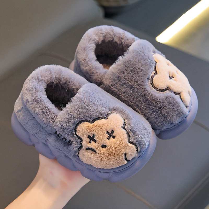 Otoño y invierno zapatillas de algodón para niños, hombres y mujeres, 2025 nuevos zapatos de algodón cálidos y de terciopelo para niños mayores y niños