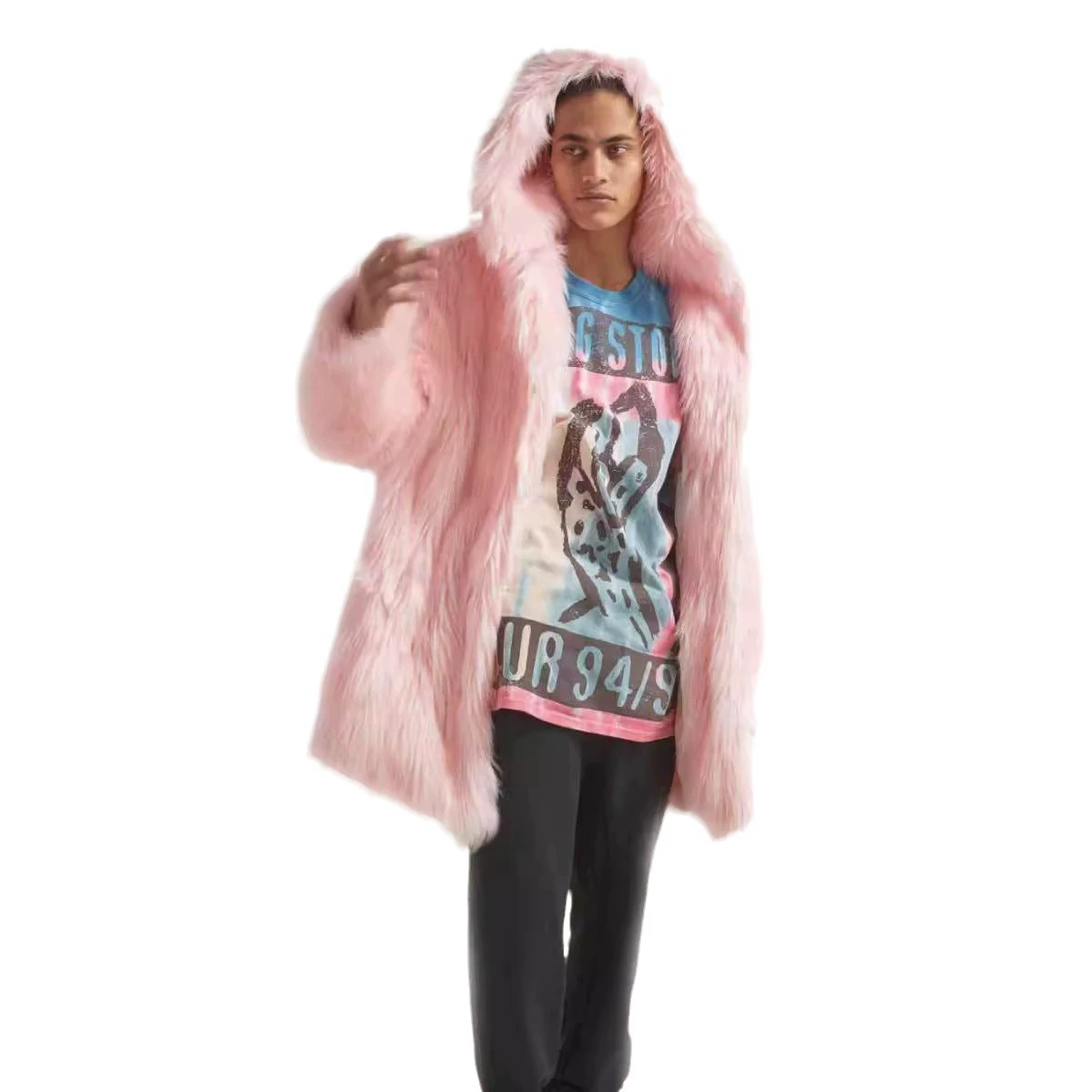 Картуновая фуксиевая куртка с капюшоном, европейский стиль
