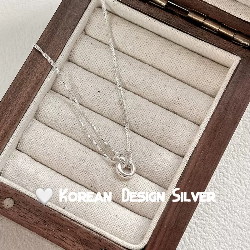 S925纯银双环相扣双层项链女生ins简约百搭小众高级感锁骨链韩版