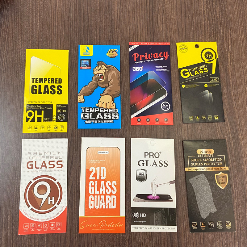 Spot thickened 10 in 1 tempered film packaging box 21D anti-peep mobile phone protective film envelope packaging box white card