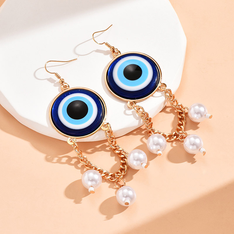 1 Pair Fashion Eye Imitation Pearl Metal Plating Womenu0027S Drop Earrings