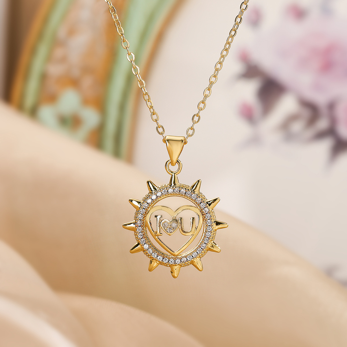 Copper pendant with zircon