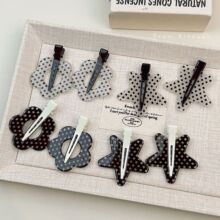 甜美黑白波点蝴蝶星星发夹女前额侧边刘海夹碎发无痕夹子发卡发饰