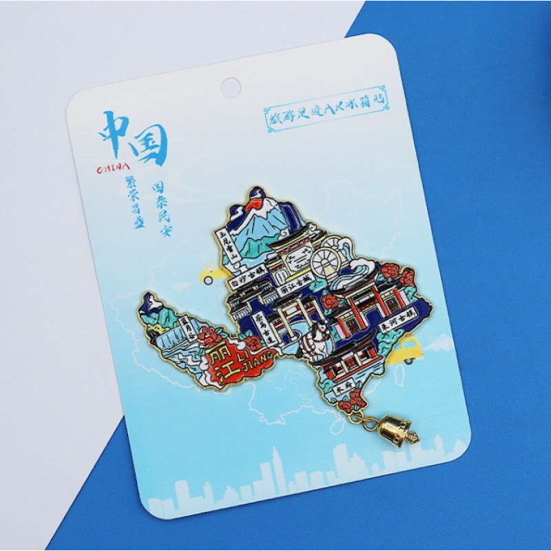 合金地图冰箱贴全国著名景点旅游文创国潮金属城市打卡冰箱贴批发|undefined