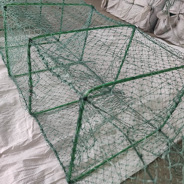 Al Aire Libre plegable portátil de pesca de camarón red de pesca engranaje 17-Sección 6-Strand tejido de langosta red engrosada jaula de camarón jaula de pescado