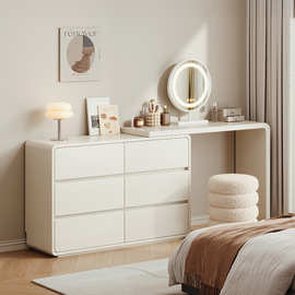 转角梳妆台斗柜一体现代卧室简约2025新款床尾柜化妆桌书桌一体柜