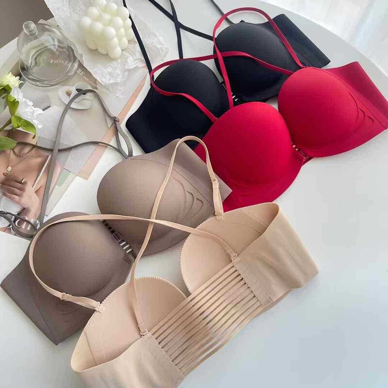 5860 New Double Buckle Super Push-up Non-slip Beauty Back Underwear Push-up Double Buckle Detachable Shoulder Strap Bra