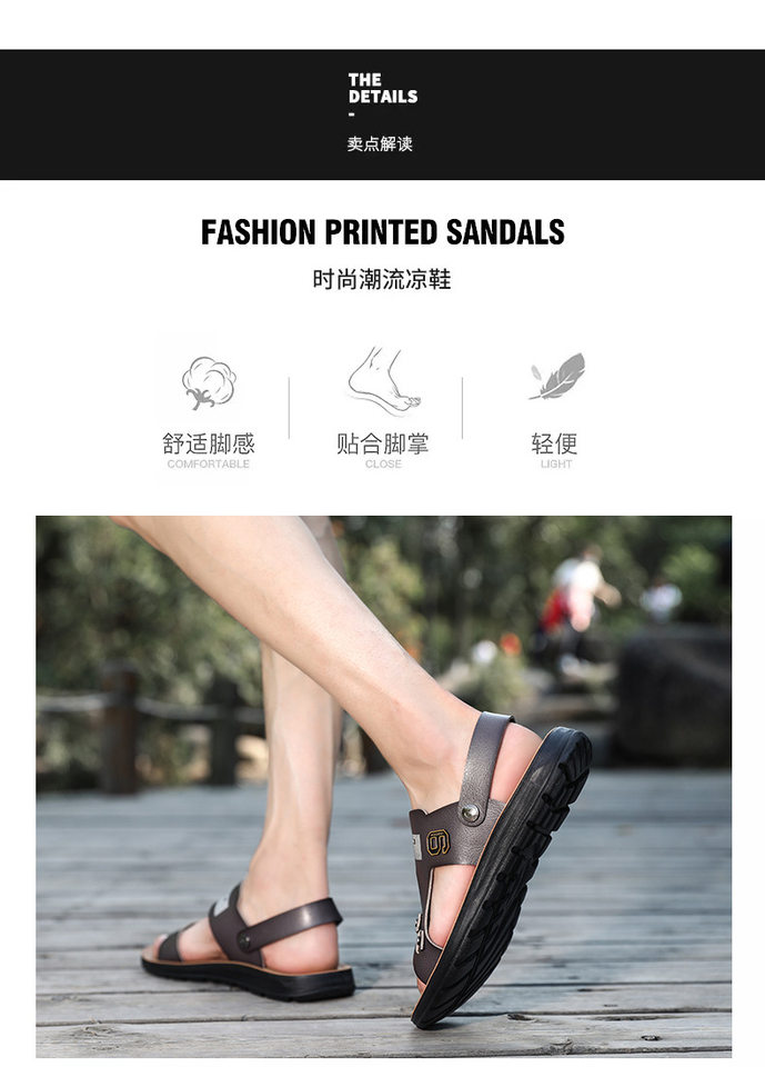 Dép sandal nam hở ngón kiểu mới, quai khóa, đi biển và đi chơi hằng ngày — Màu xanh lam, Màu xám, Đen toàn bộ, Đỏ rượu chi tiết 7