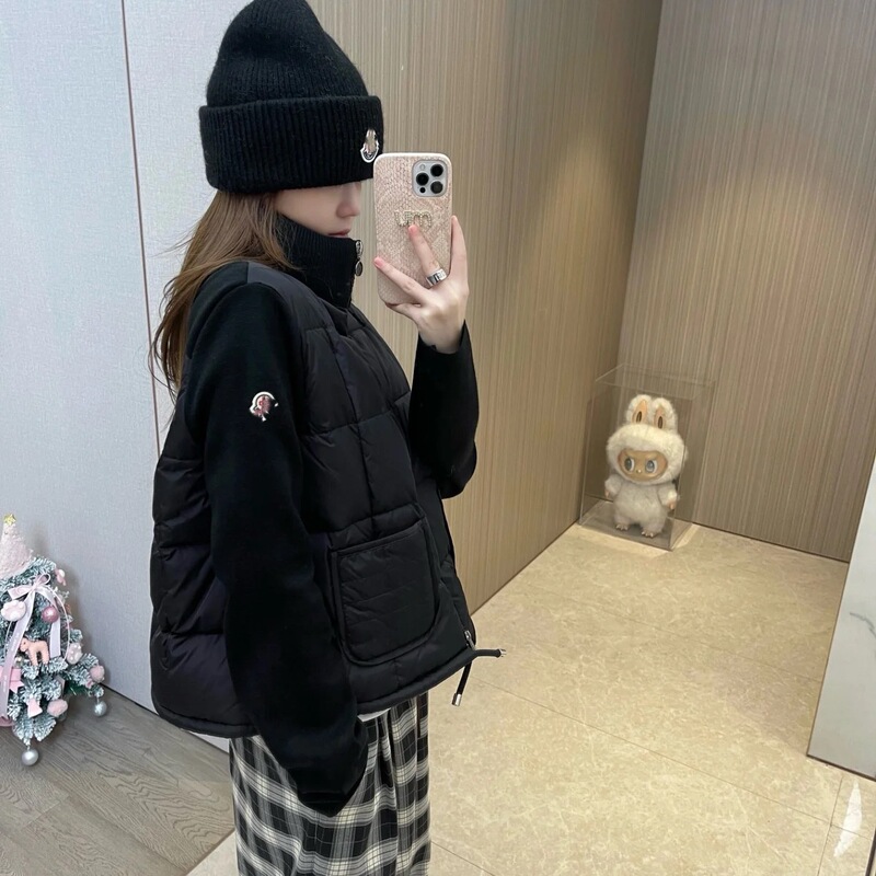 M Mengjia 25 Winter Lightweight Knitted Gold Style down Jacket Spliced Wool Slim Short White Duck down Jacket, M Mengjia 25 Winter Lightweight Knitted Gold Style down Jacket Spliced Wool Slim Short White Duck down Jacket,