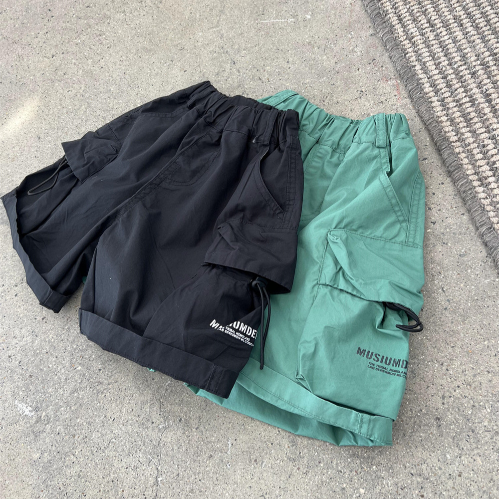 Sommerbørns amerikansk stil store lommer tynde arbejdsshorts til mænd og kvinder, løse snøreshorts, street glatte bukser_voghion.com