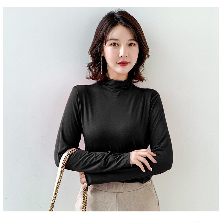 Autumn and Winter Half-Turtleneck Base Shirt for Women, Korean Style, Elegant and Slim-Fitting, Long-Sleeve Top, Solid Color Inner Wear, Nine-Color Mask-Style Shirt Autumn and Winter Half-Turtleneck Base Shirt for Women, Korean Style, Elegant and Slim-Fitting, Long-Sleeve Top, Solid Color Inner Wear, Nine-Color Mask-Style Shirt
