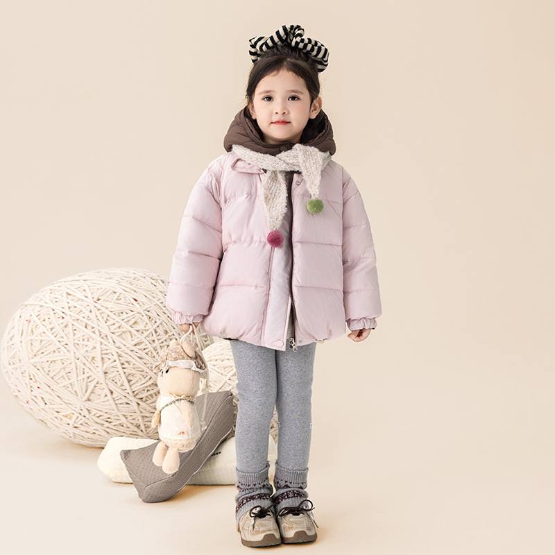 [en stock] chaqueta de plumón de niñas 90 blanco de invierno 2025 nuevo tipo de chaqueta impermeable a prueba de viento para niños image 3