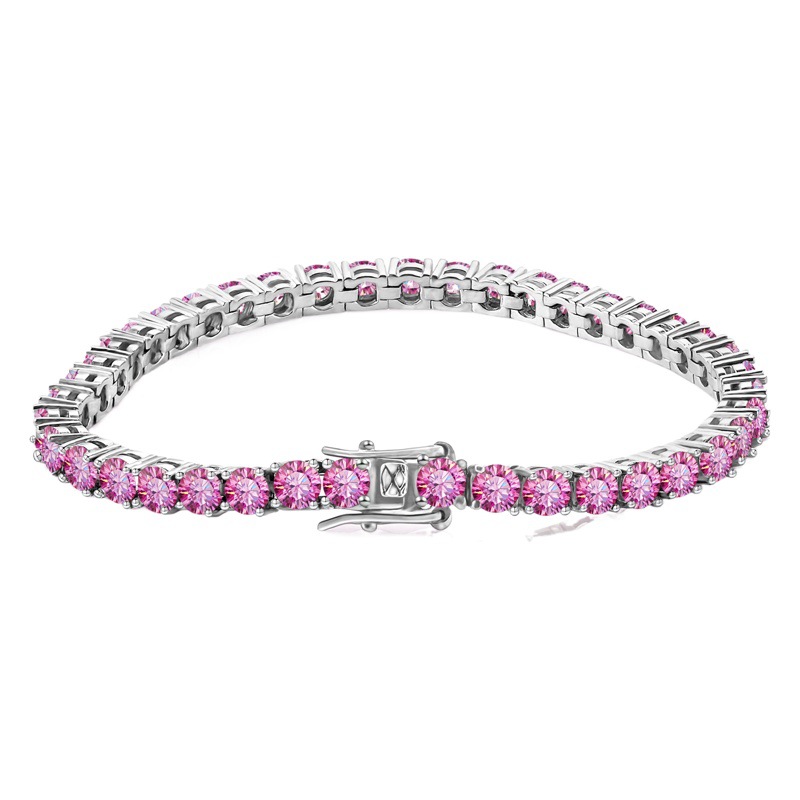 6,5mm Rosa tenis pulsera collar S925 plata incrustaciones de tenis pulsera collar Cadena de plata