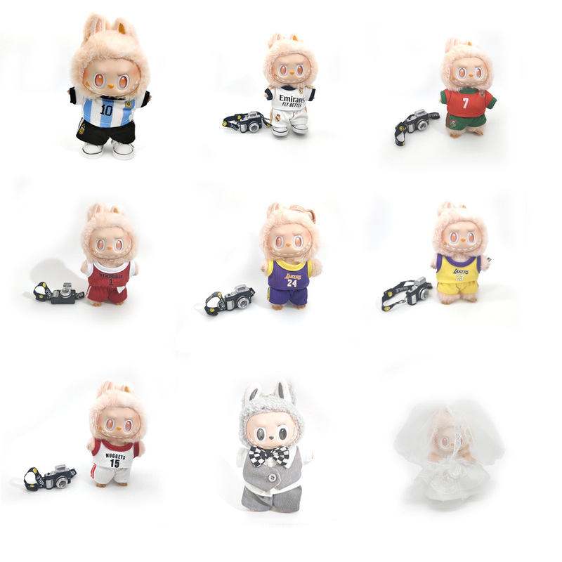 Only Baby Clothes] Labubu Baby Clothes Vinyl Blind Box Pendant Doll Clothes Overalls Macaron 17Cmlabubu