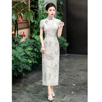 2025 Весеннее новое шелковое платье Cheongsam в китайском стиле из шелковицы ручной работы для экзаменов и банкетов, подходит для повседневной носки.