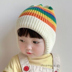 子供の帽子秋冬女の子の頭帽子韓国版ニット帽カラー毛糸帽子男の子の赤ちゃんの暖かい耳保護帽子ブーム