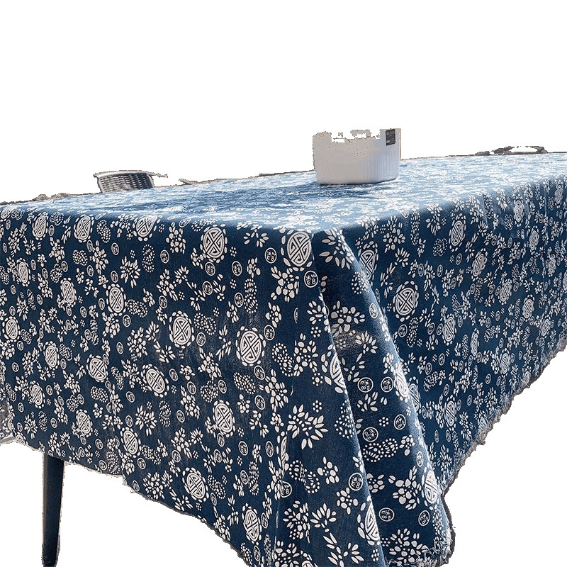 Flor azul porcelana tela de flor frágil alojamiento nacional retro algodón lino azul chino tela de mesa de estilo antiguo