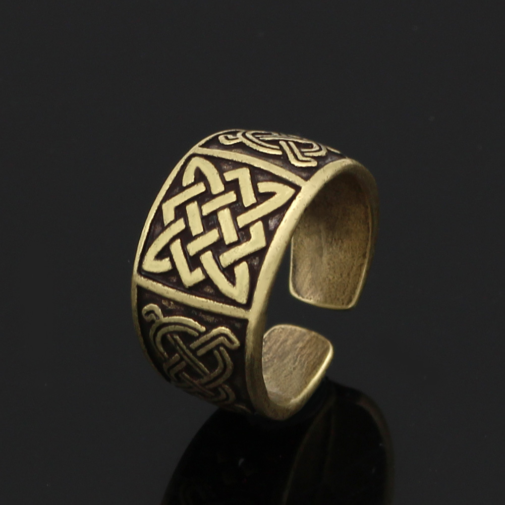 Adjustable Slavic Symbol Men's Ring Vintage Personalized Design_voghion.com