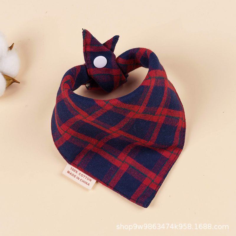 Bebé de algodón bebé babero triángulo BiB Snap de doble capa babero recién nacido niños bufanda a cuadros cuatro estaciones